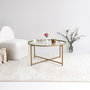 Hanah Home Gold Sun S404 Mesa de Centro con Cristal Templado Dorado